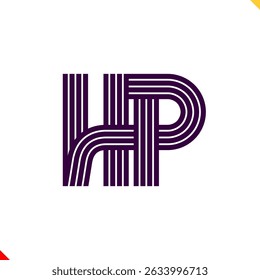 Parallel Line Monogram Initial Logo Letter H and P
