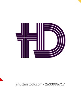 Parallel Line Monogram Initial Logo Letter H and A