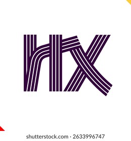 Parallel Line Monogram Initial Logo Letter H and X