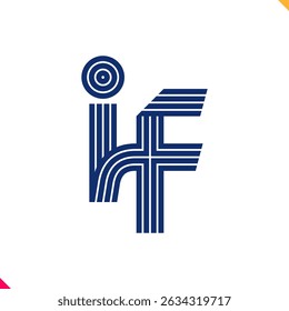 Parallel line monogram initial logo, combination of letter I and F. Best for name abbreviation.
