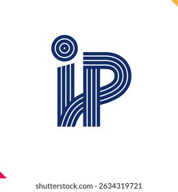 Parallel line monogram initial logo, combination of letter I and P. Best for name abbreviation.