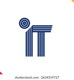 Parallel line monogram initial logo, combination of letter I and T. Best for name abbreviation.