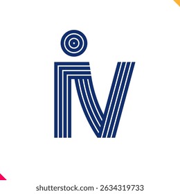 Parallel line monogram initial logo, combination of letter I and V. Best for name abbreviation.