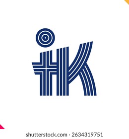 Parallel line monogram initial logo, combination of letter I and K. Best for name abbreviation.