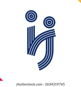 Parallel line monogram initial logo, combination of letter I and J. Best for name abbreviation.