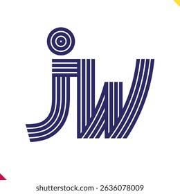 Parallel line monogram initial logo, combination of letter J and W. Best for name abbreviation.