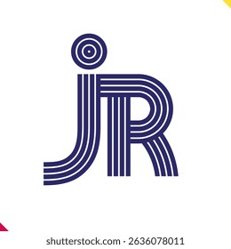 Parallel line monogram initial logo, combination of letter J and R. Best for name abbreviation.