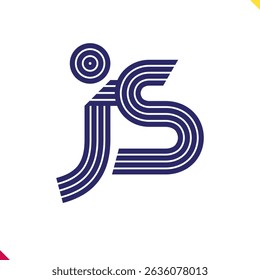Parallel line monogram initial logo, combination of letter J and S. Best for name abbreviation.