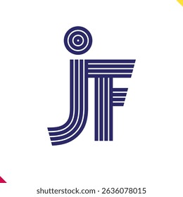 Parallel line monogram initial logo, combination of letter J and F. Best for name abbreviation.