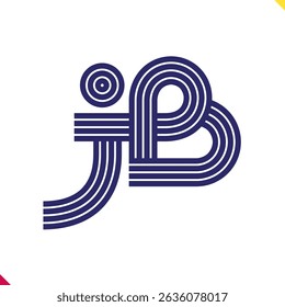 Parallel line monogram initial logo, combination of letter J and B. Best for name abbreviation.