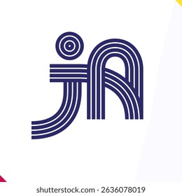 Parallel line monogram initial logo, combination of letter J and A. Best for name abbreviation.