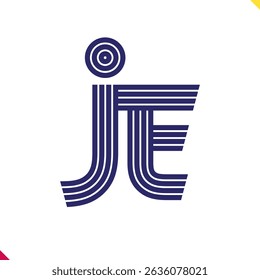 Parallel line monogram initial logo, combination of letter J and E. Best for name abbreviation.