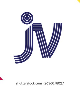 Parallel line monogram initial logo, combination of letter J and V. Best for name abbreviation.