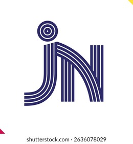 Parallel line monogram initial logo, combination of letter J and N. Best for name abbreviation.