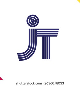 Parallel line monogram initial logo, combination of letter J and T. Best for name abbreviation.