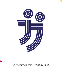 Parallel line monogram initial logo, combination of letter J and J. Best for name abbreviation.
