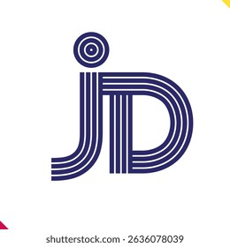 Parallel line monogram initial logo, combination of letter J and D. Best for name abbreviation.