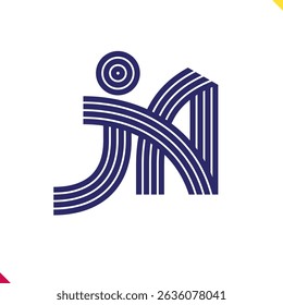 Parallel line monogram initial logo, combination of letter J and A. Best for name abbreviation.