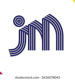 Parallel line monogram initial logo, combination of letter J and M. Best for name abbreviation.