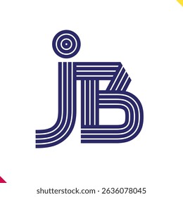 Parallel line monogram initial logo, combination of letter J and B. Best for name abbreviation.