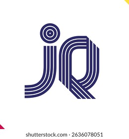 Parallel line monogram initial logo, combination of letter J and Q. Best for name abbreviation.