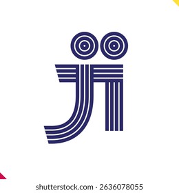 Parallel line monogram initial logo, combination of letter J and I. Best for name abbreviation.