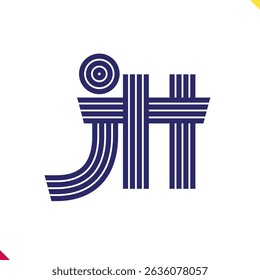 Parallel line monogram initial logo, combination of letter J and H. Best for name abbreviation.
