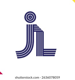 Parallel line monogram initial logo, combination of letter J and L. Best for name abbreviation.