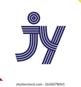 Parallel line monogram initial logo, combination of letter J and Y. Best for name abbreviation.