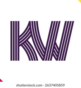 Parallel line monogram initial logo, combination of letter K and W. Best for name abbreviation.