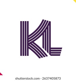 Parallel line monogram initial logo, combination of letter K and L. Best for name abbreviation.