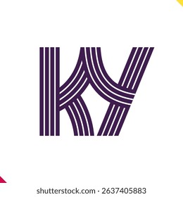Parallel line monogram initial logo, combination of letter K and Y. Best for name abbreviation.