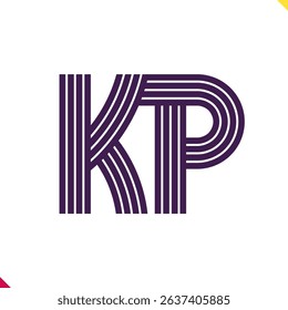 Parallel line monogram initial logo, combination of letter K and P. Best for name abbreviation.