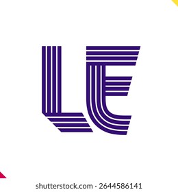 Parallel line monogram initial logo, combination of letter L and E. Best for name abbreviation.