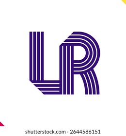 Parallel line monogram initial logo, combination of letter L and R. Best for name abbreviation.