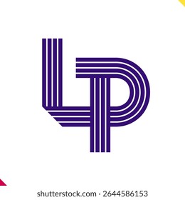 Parallel line monogram initial logo, combination of letter L and P. Best for name abbreviation.