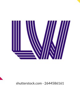 Parallel line monogram initial logo, combination of letter L and W. Best for name abbreviation.