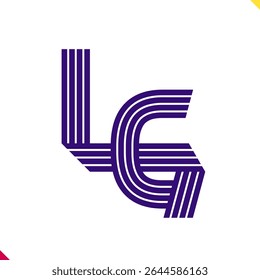 Logótipo inicial de monograma de linha paralela, combinação das letras L e G. Melhor para abreviação de nome.