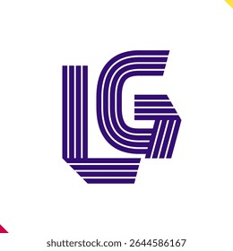 Parallel line monogram initial logo, combination of letter L and G. Best for name abbreviation.