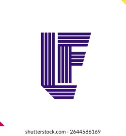 Parallel line monogram initial logo, combination of letter L and F. Best for name abbreviation.