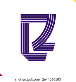 Parallel line monogram initial logo, combination of letter L and Z. Best for name abbreviation.