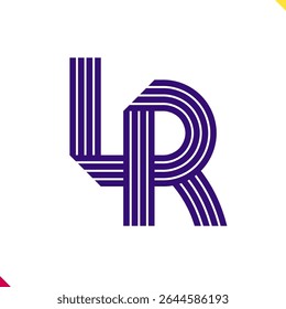 Parallel line monogram initial logo, combination of letter L and R. Best for name abbreviation.