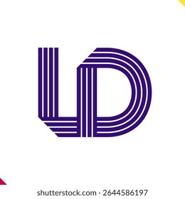 Parallel line monogram initial logo, combination of letter L and D. Best for name abbreviation.