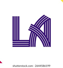 Parallel line monogram initial logo, combination of letter L and A. Best for name abbreviation.