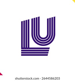 Parallel line monogram initial logo, combination of letter L and U. Best for name abbreviation.