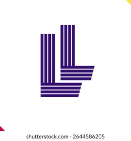 Parallel line monogram initial logo, combination of letter L and L. Best for name abbreviation.