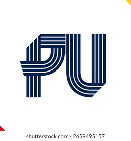Parallel line monogram initial logo, combination of letter P and U. Idea and inspiration for branding, company and corporation name abbreviation. personal and commercial purpose.