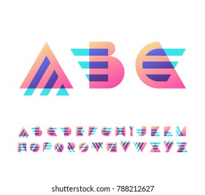 Parallel lines and color gradient blocks' latin font.