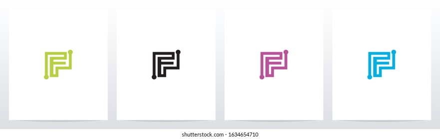 Parallel Lines With Nodes Formed Letter Logo Design F