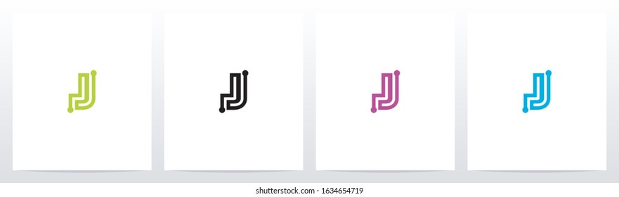 Parallel Lines With Nodes Formed Letter Logo Design J